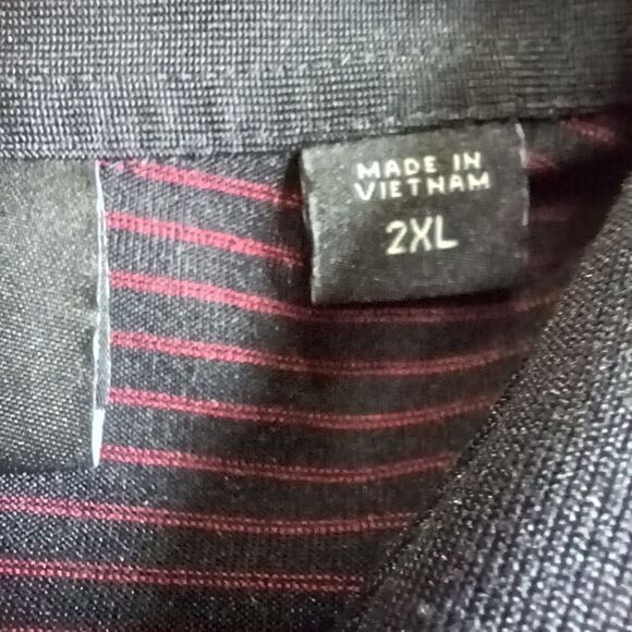 ASHWORTH Golf Polo Short Sleeve Logo Shirt Black Red Pinstripe Men's Size 2X - Picture 7 of 12